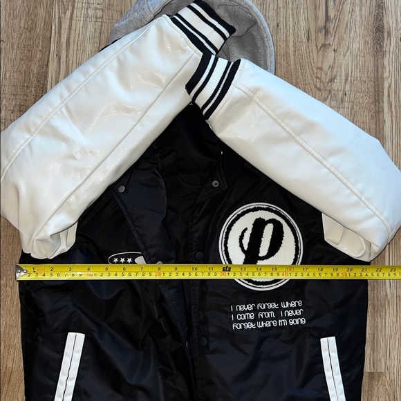 NEW! Zara Black and White Varsity Jacket with Hoodie - Picture 12 of 12